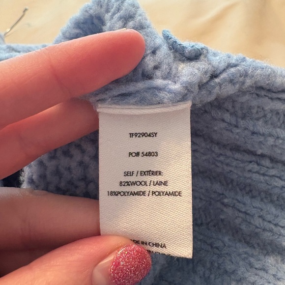 Derek Lam 10 Crosby Diagonal Fair Isle Turtleneck Sweater Light Blue - Picture 5 of 5